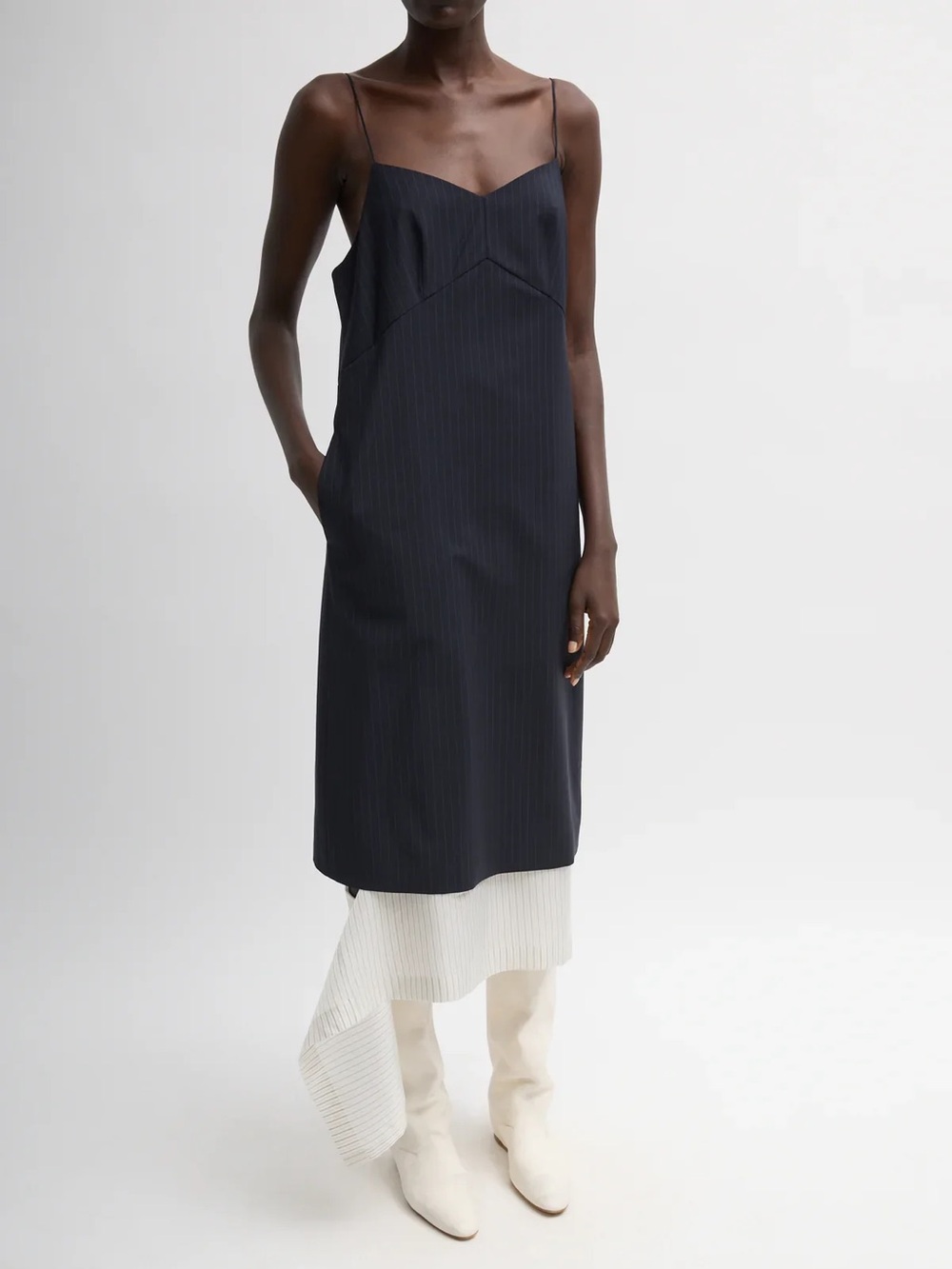 NWT Tibi Mier Pinstripe Convertible Slip Dress size 4